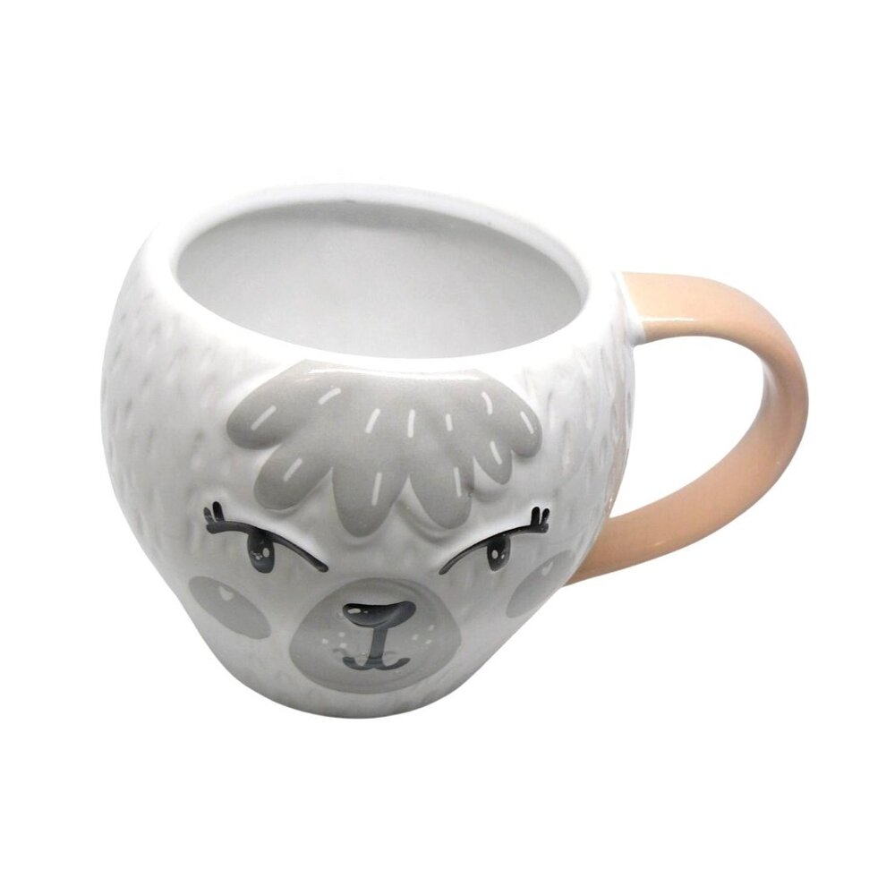 Ceramic Dog Strawberry Coffee Tea Mug Beige Handle - Cute Animal Design 10 oz